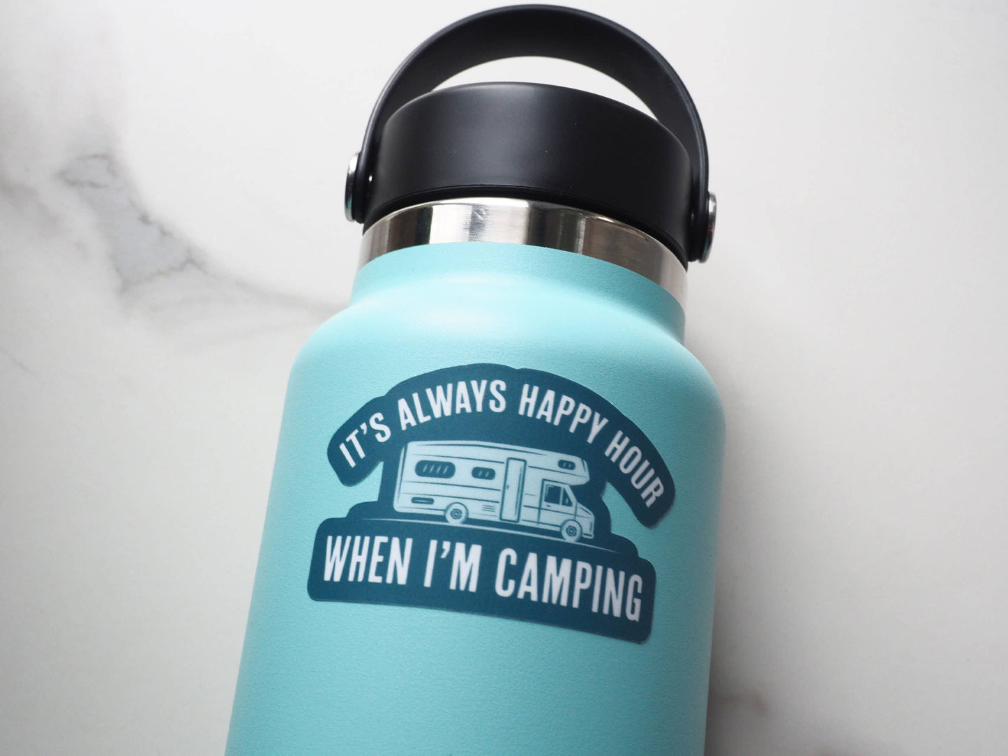Always Happy Hour When I'm Camping RV Sticker