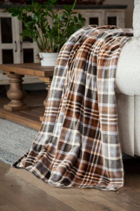 Light Autumn Plaid Plush Throw