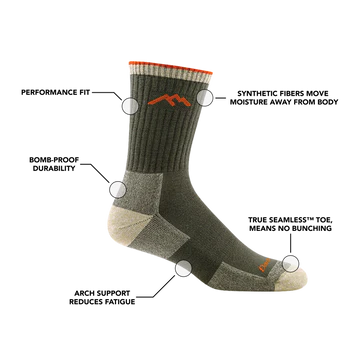 Darn Tough Men’s Coolmax Hiker Micro Crew Midweight Hiking Sock