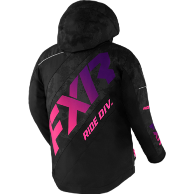 FXR Youth CX Jacket, Black Camo/Purple Fade