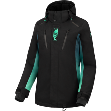 FXR Women's Aerial Jacket, Black/Minty Fresh
