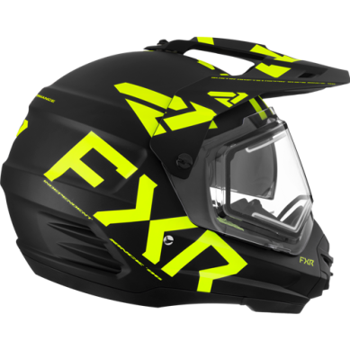 FXR Torque X Team Helmet w/ Electric Shield and Sun Shade, Black/HiVis