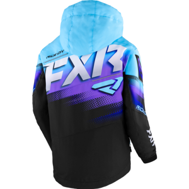 FXR Child Girls Boost Jacket, Black/Sky-Purple Fade