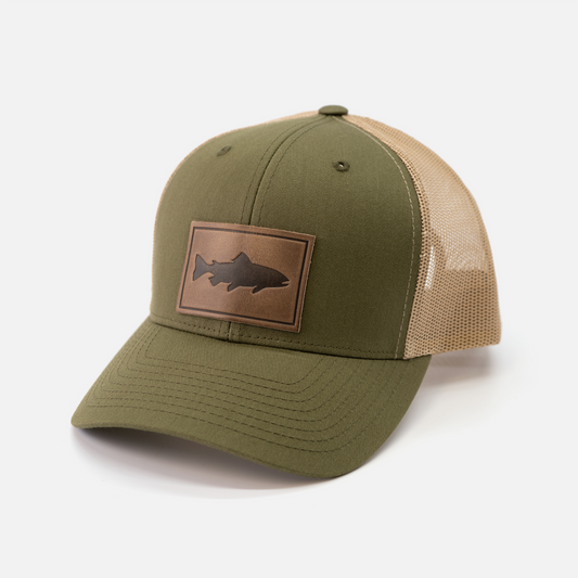 Trout Leather Patch Trucker Hat