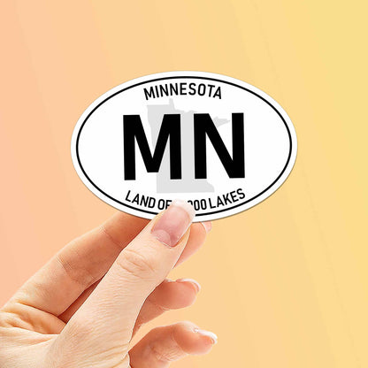 Minnesota White Oval Bumper Sticker - Midwest Decals