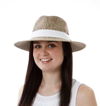 Screamer Kirby Women's Panama Sun Hat in Black and Tan