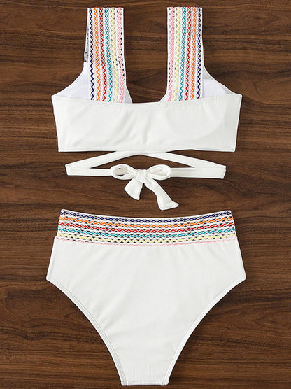 Sexy Solid Color Split Swimsuit For Women