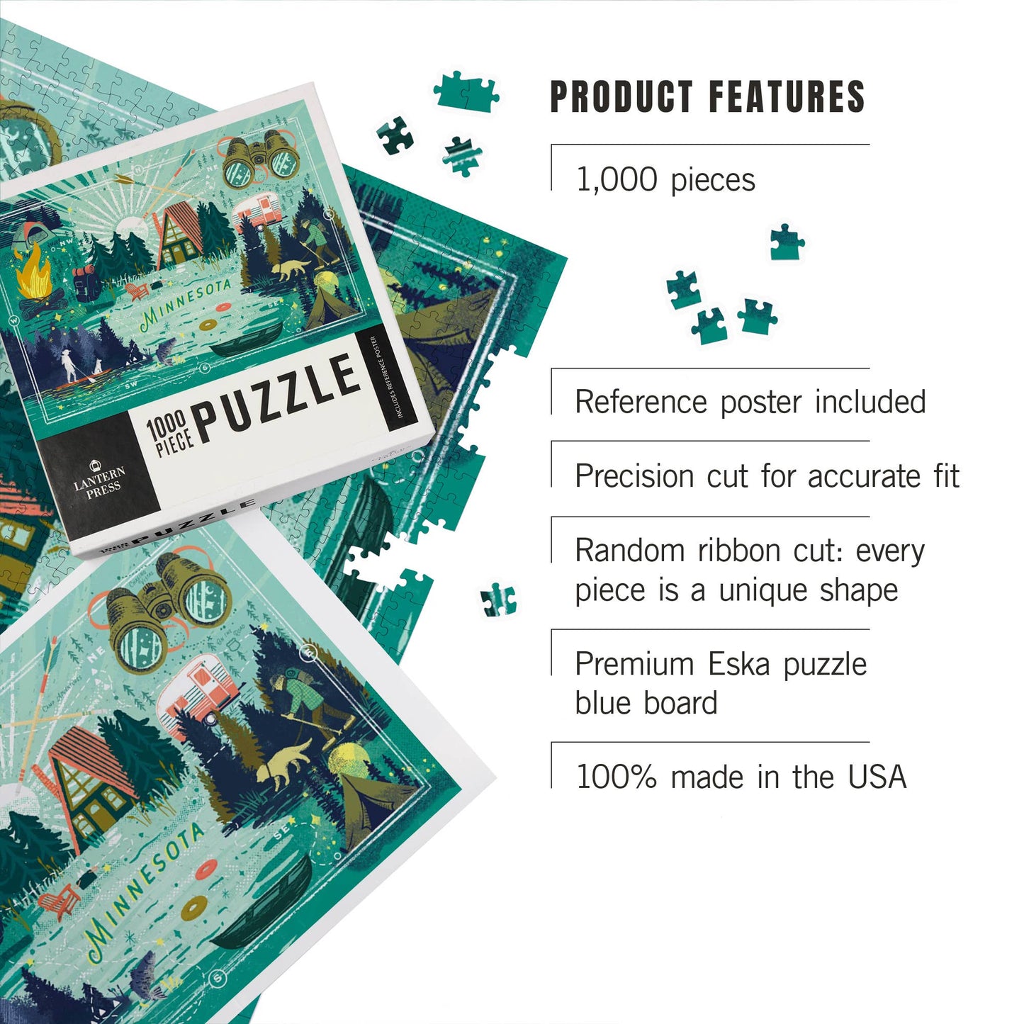 1000 PIECE PUZZLE Minnesota, Lake Life Series, Lake Life