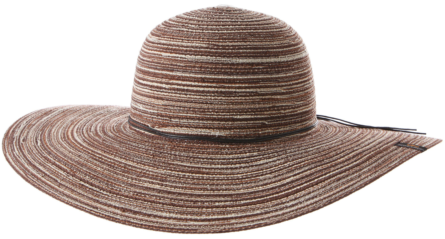 Screamer Quinn Coffee-Colored Striped Women's Straw Hat