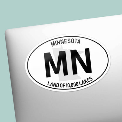 Minnesota White Oval Bumper Sticker - Midwest Decals