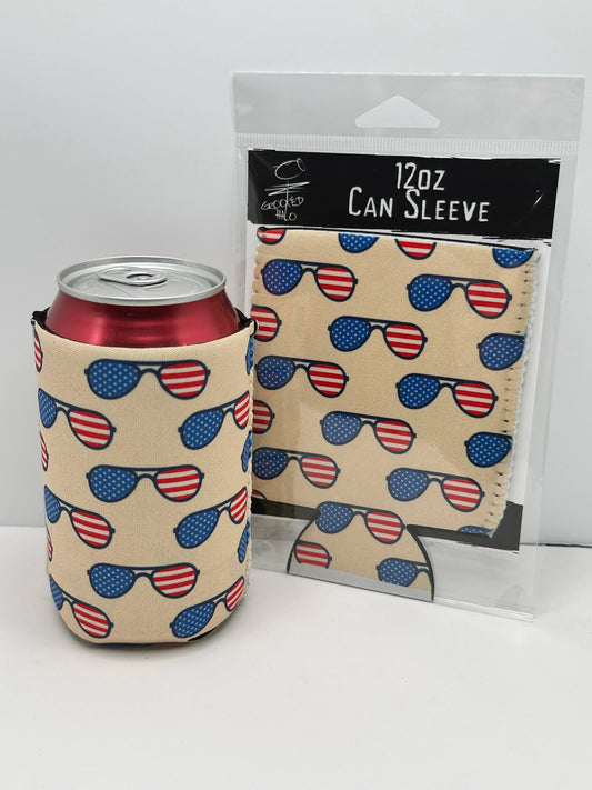 Patriotic Sunglasses Neoprene Can Sleeve