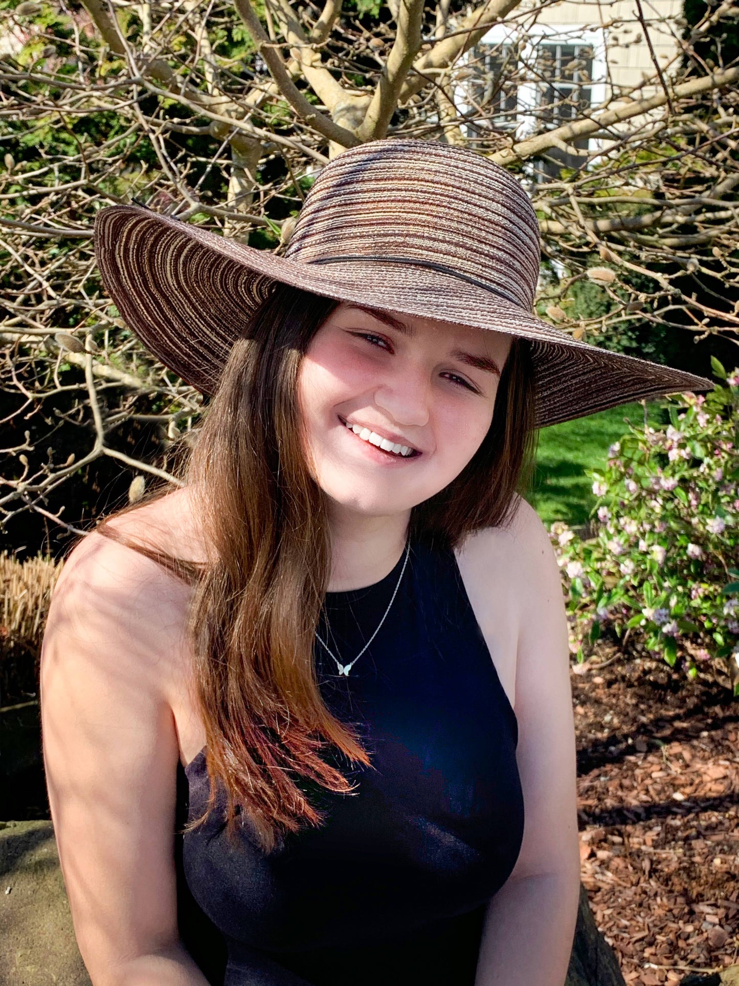 Screamer Quinn Coffee-Colored Striped Women's Straw Hat
