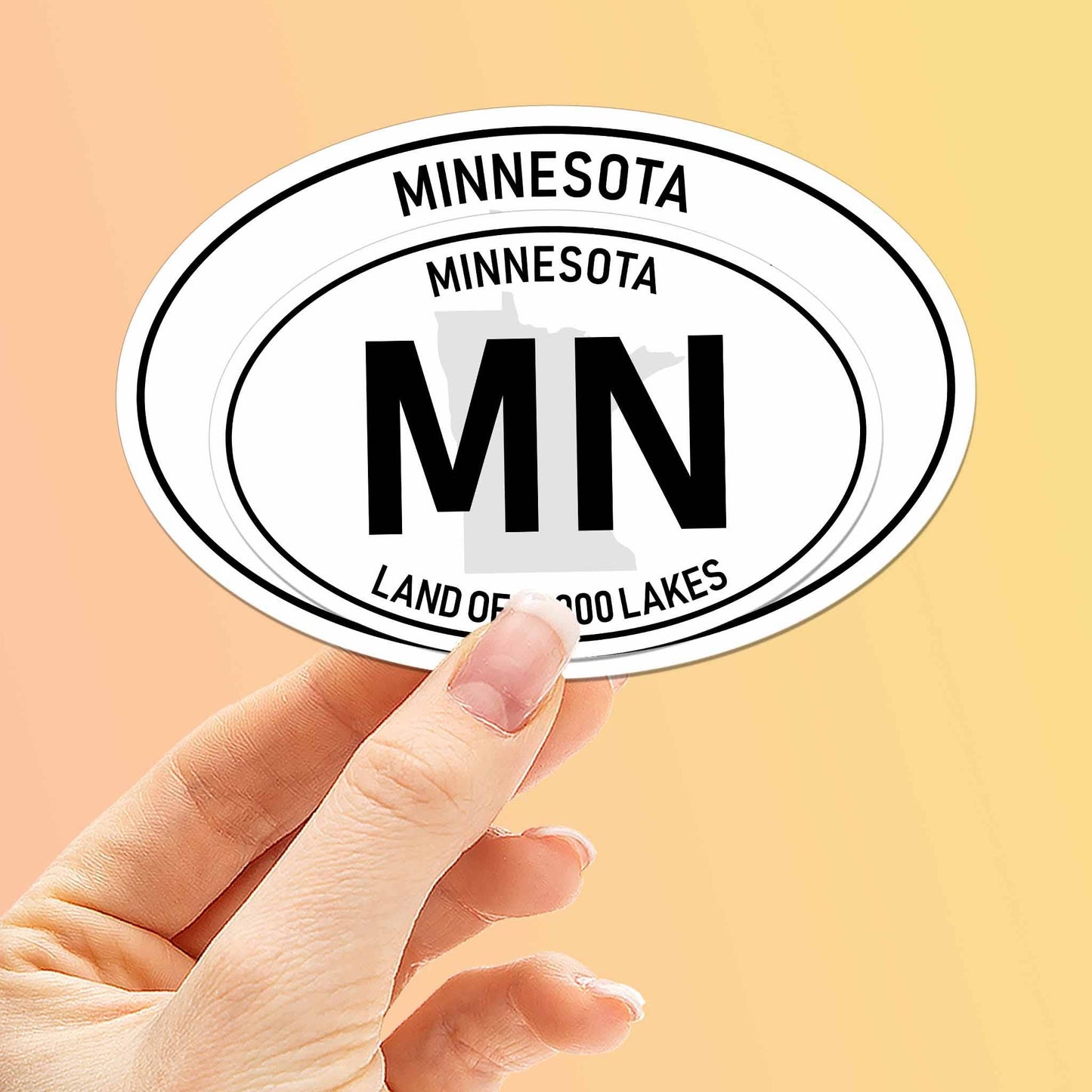 Minnesota White Oval Bumper Sticker - Midwest Decals