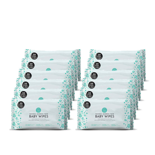 Natural Bamboo Fiber Baby Wipes Travel- 20 Pack