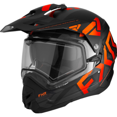 FXR Torque X Team Helmet w/ Electric Shield and Sun Shade, Black/Orange