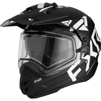 FXR Torque X Team Helmet w/ Electric Shield and Sun Shade, Black/White