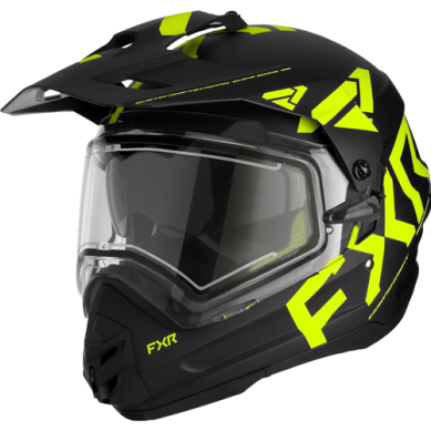 FXR Torque X Team Helmet w/ Electric Shield and Sun Shade, Black/HiVis