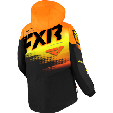 FXR Child Boys Boost Jacket, Black/Orange/HiVis