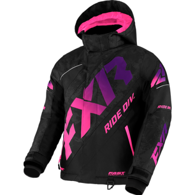 FXR Youth CX Jacket, Black Camo/Purple Fade