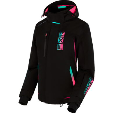 FXR Women's Evo FX Jacket, Black/Mint-Pink Fade