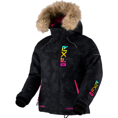 FXR Youth Fresh Jacket, Black Camo/Sherbert