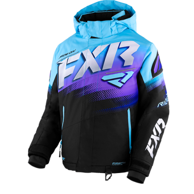 FXR Child Girls Boost Jacket, Black/Sky-Purple Fade